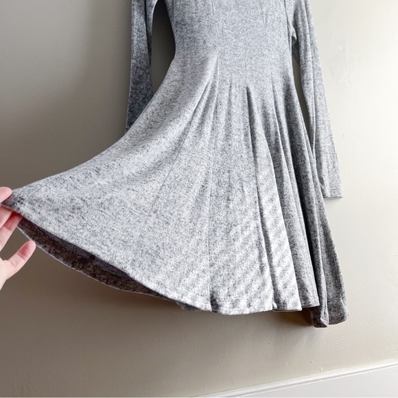 Anthropologie Dolan Brushed Fleece Knit Long Sleeve Dress Neige Marled Grey, XS - Picture 10 of 16